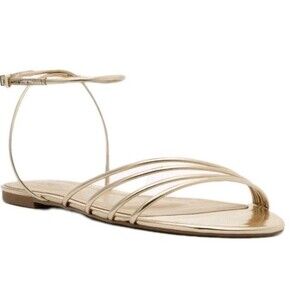 Schultz Inez Ankle Strap Sandal Size US 8.5 B Platina Gold Metallic Flat